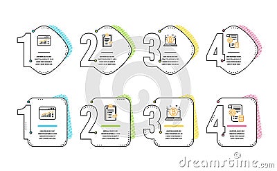 Bitcoin, Approved checklist and Web traffic icons set. Settings blueprint sign. Vector Vector Illustration