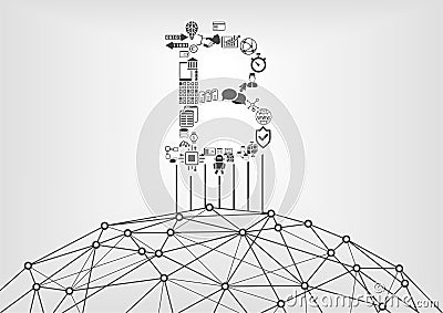 Bitcoin and blockchain icon with world wide web as symbol for crypto currency Vector Illustration