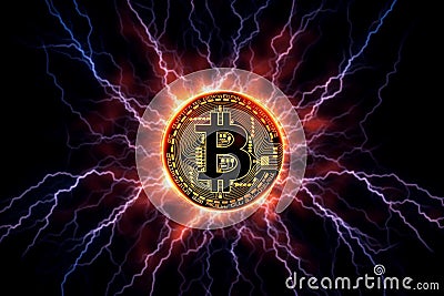 Bitcoin blockchain's lightning network showcasing DeFi's fast transactions Stock Photo