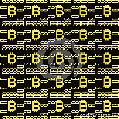 Bitcoin blockchain seamless pattern Vector Illustration