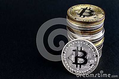 Bitcoin BTC cryptocurrency means of payment in the financial sector Stock Photo