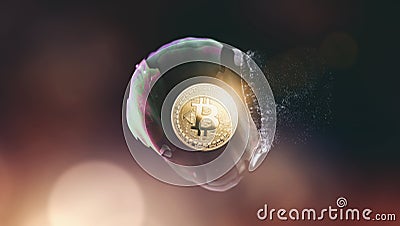 Bitcoin bubble burst - Bitcoin-Crash - digital cryptocurrency co Stock Photo