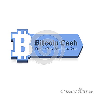 Bitcoin cash flat icon with title isolated on white background. Stock Photo