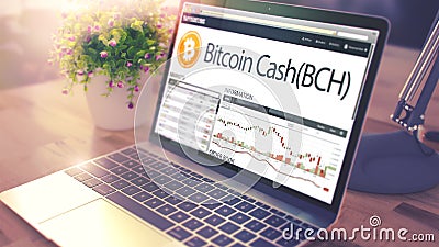 BITCOIN CASH on the Laptop Screen. Crypto Concept. 3d Stock Photo