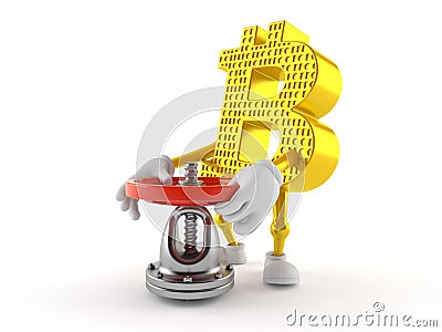 Bitcoin character with valve Cartoon Illustration