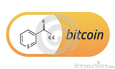 Bitcoin Chemical formula. Bitcoin like a capsule Vitamin PP. Vector Illustration