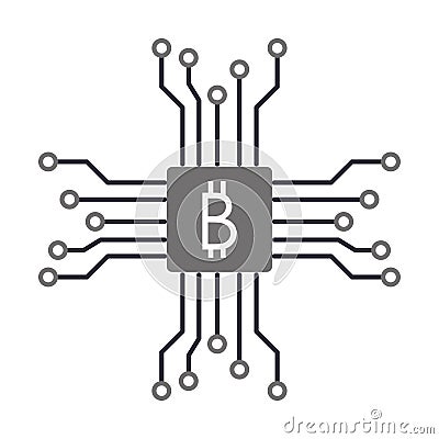 Bitcoin chip circuit symbol technology Vector Illustration