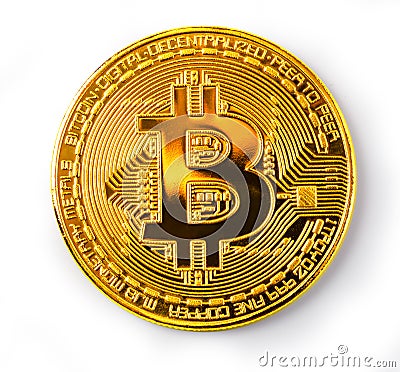 Bitcoin close up isolated Stock Photo