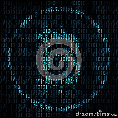 Bitcoin coding abstract background. Bitcoin matrix with binary code for Your business project background. Programming bitcoin Stock Photo