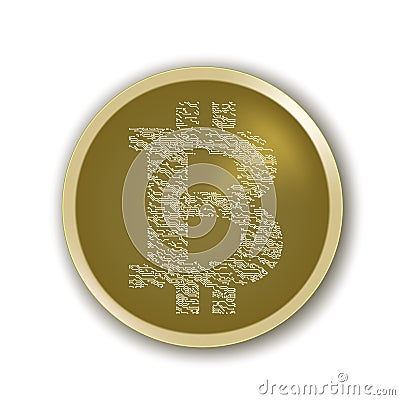 Bitcoin Coin Circuit Board Style Top View Vector Illustration