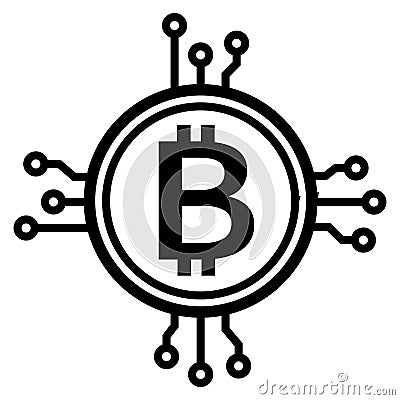 Bitcoin coin circuit vector icon Vector Illustration