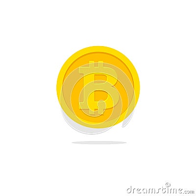 Bitcoin coin icon vector, flat cartoon cryptocurrency money Vector Illustration