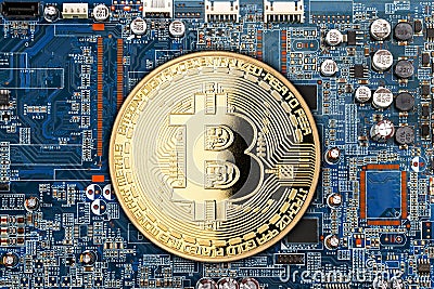 Bitcoin computer mining concept Stock Photo