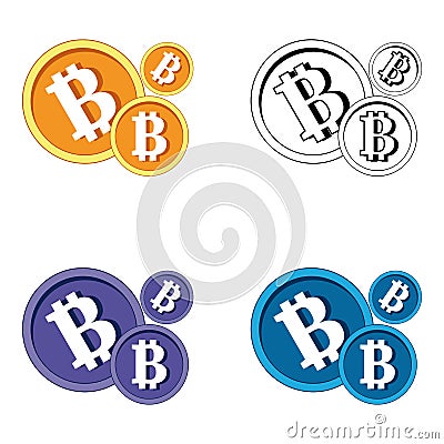 Bitcoin crypto currency blockchain flat logo a colored triangular background Set. Block chain bitcoin sticker logo for web or prin Editorial Stock Photo