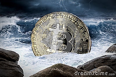 Bitcoin crypto currency financial market crash concept Stock Photo