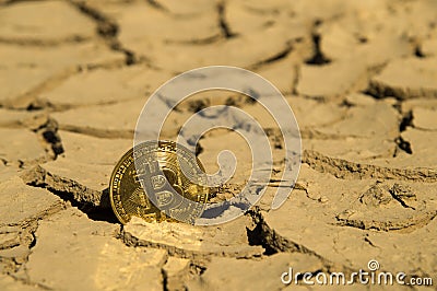 Bitcoin crypto currency hitting bottom dry support Stock Photo