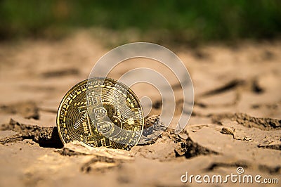 Bitcoin crypto currency hitting bottom dry support Stock Photo