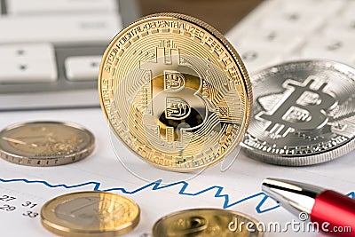 Bitcoin crypto euro currency exchange financial concept Stock Photo