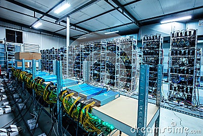 Bitcoin and crypto mining farm. Big data center Stock Photo