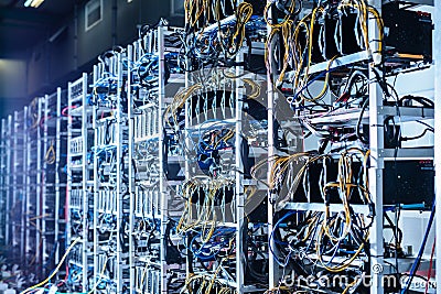 Bitcoin and crypto mining farm. Big data center Stock Photo