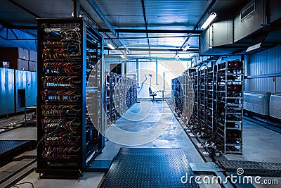 Bitcoin and crypto mining farm. Big data center Stock Photo