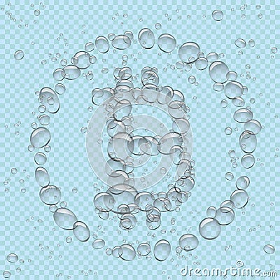 Bitcoin crypto money from water bubbles Vector Illustration