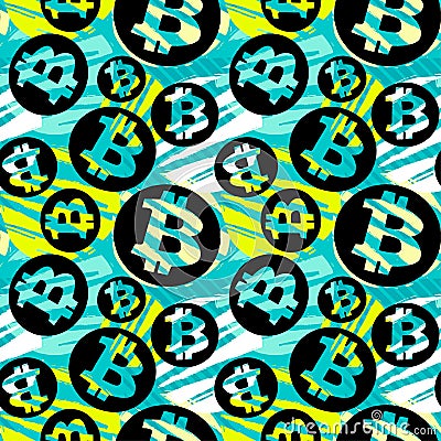 Bitcoin crypto trade seamless pattern Stock Photo