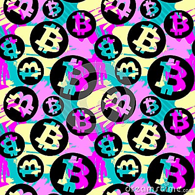 Bitcoin crypto trade seamless pattern Stock Photo