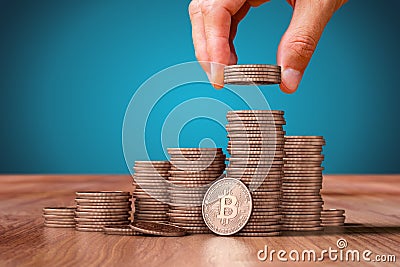 Bitcoin cryptocurrency buy or sell concept Stock Photo