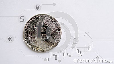 Bitcoin Cryptocurrency with Candlestick Stock Photo