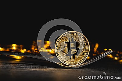 Bitcoin cryptocurrency coin Stock Photo