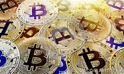 Bitcoin Cryptocurrency concept of virtual currency background virtual coins Stock Photo