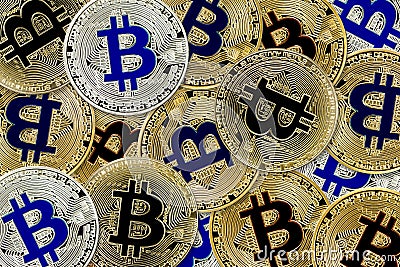 Bitcoin Cryptocurrency concept of virtual currency background virtual coins Stock Photo