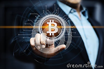 Bitcoin Cryptocurrency Digital Bit Coin BTC Currency Technology Business Internet Concept Stock Photo