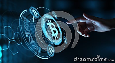 Bitcoin Cryptocurrency Digital Bit Coin BTC Currency Technology Business Internet Concept Stock Photo