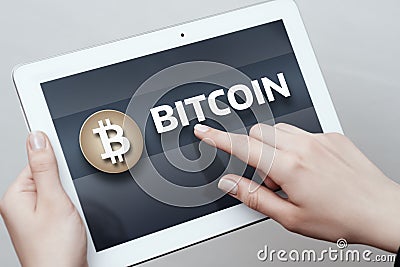 Bitcoin Cryptocurrency Digital Bit Coin BTC Currency Technology Business Internet Concept Stock Photo