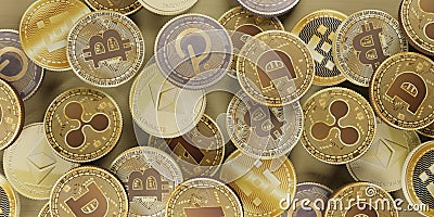 Bitcoin Cryptocurrency Digital currency 3d illustration Cartoon Illustration