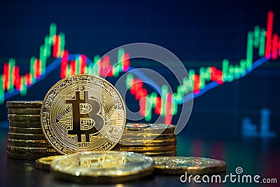 Bitcoin and Cryptocurrency Exchange Trading Market Stock Photo