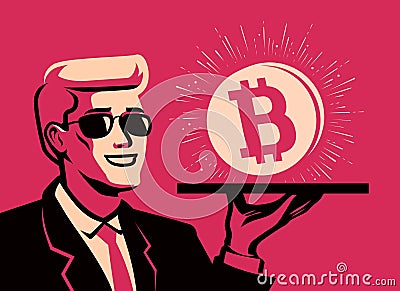 Bitcoin cryptocurrency. Finance, investment concept. Blockchain vector illustration Vector Illustration