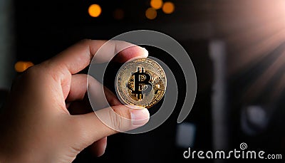 bitcoin, cryptocurrency, future of money, finance, savings money, investments, financial freedom, business, hope for success Stock Photo