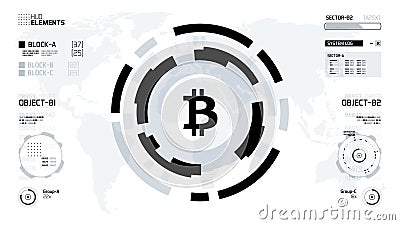 Bitcoin cryptocurrency futuristic circle vector illustration Vector Illustration