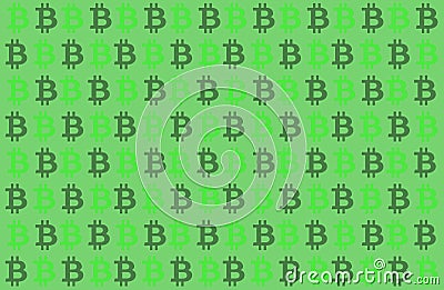 Bitcoin cryptocurrency green background Stock Photo