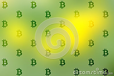 Bitcoin cryptocurrency green and yellow background Stock Photo