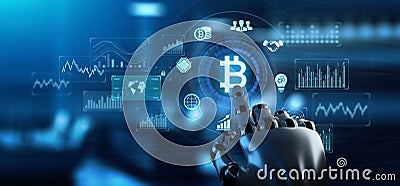 Bitcoin cryptocurrency investment trading. Digital money e-payment. 3D rendering. Stock Photo