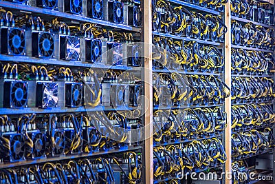 Bitcoin cryptocurrency mining farm Stock Photo