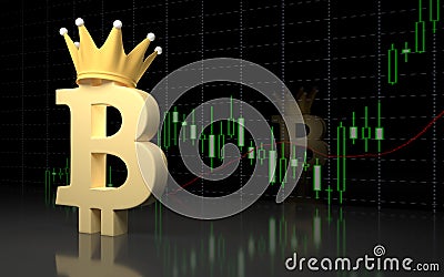 Bitcoin currency sign and financial graph. Stock Photo