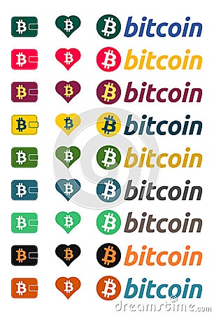 Bitcoin logo colorful design elements Vector Illustration