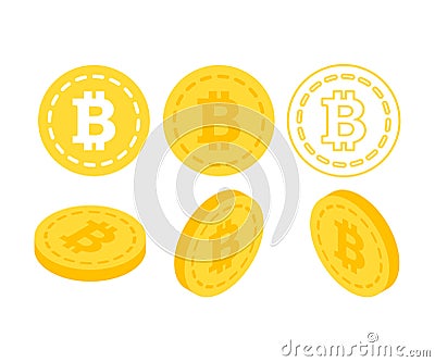 Bitcoin 3d flat isometric money. Vector Illustration