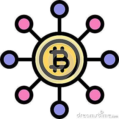 Bitcoin decentralization icon, Cryptocurrency related vector Vector Illustration