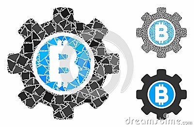 Bitcoin development gear Composition Icon of Bumpy Elements Stock Photo